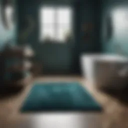 Elegant dark teal bathroom rug set enhancing contemporary decor