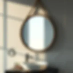 Elegant round bathroom mirror with rope detailing