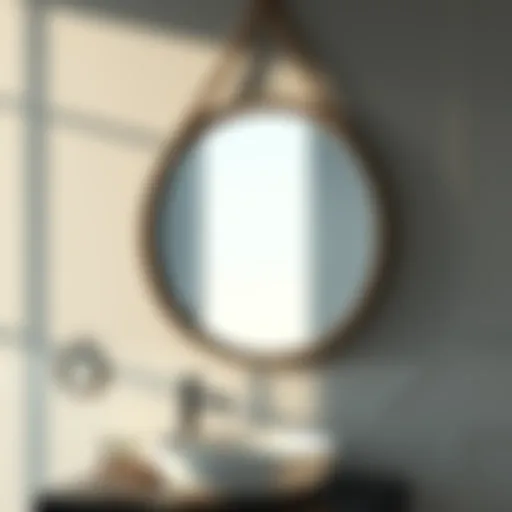 Elegant Round Bathroom Mirror with Rope Detail Elegant round bathroom mirror with rope detailing