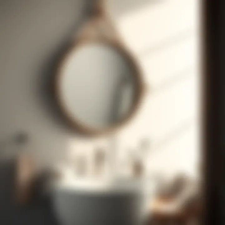 Stylish Bathroom with Rope-Accented Mirror Stylish bathroom setting featuring rope-accented mirror
