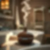 Aroma diffuser emitting steam in a serene bathroom setting