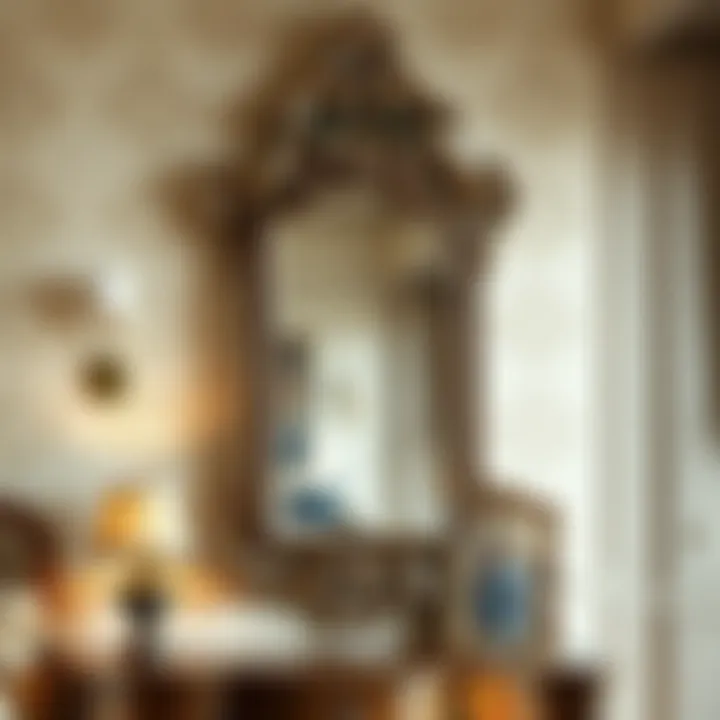Ornate Baroque-Style Mirror Baroque-style mirror framed in ornate design