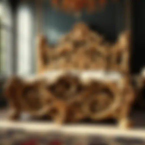 Luxurious Baroque bed featuring intricate carvings