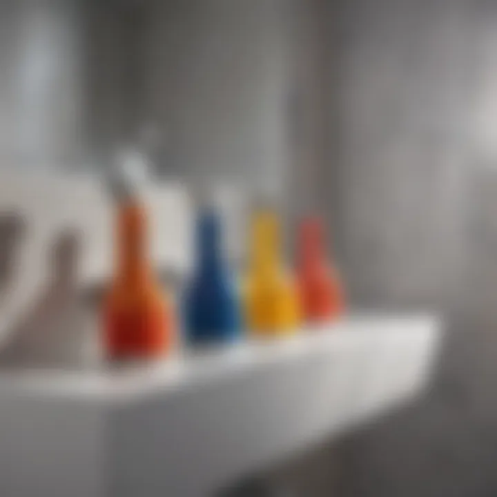 Different types of bathroom scrubber drill attachments displayed