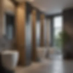 Elegant bathroom with modern toilet dividers enhancing privacy