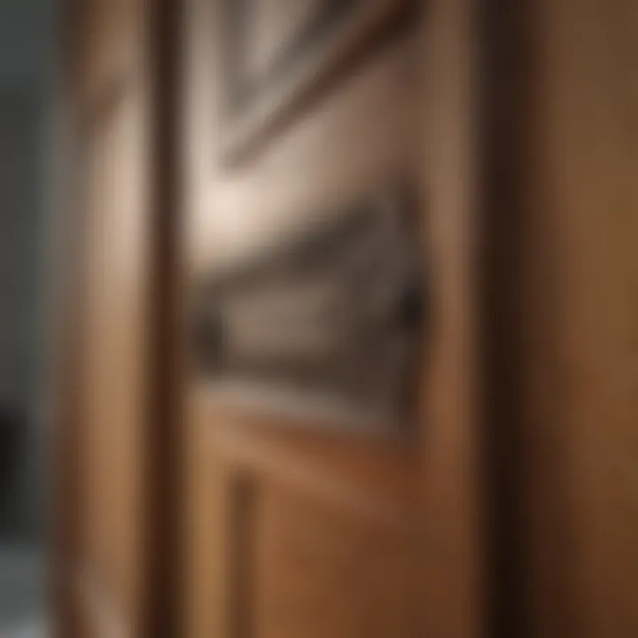 Close-up of shaker door detailing with wood grain finish