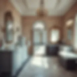 Elegant bathroom vanity display showcasing various styles and materials.