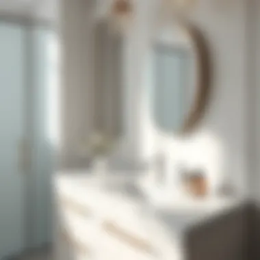 Modern Vanity Design Elements Close-up of a modern bathroom vanity featuring sleek design elements.