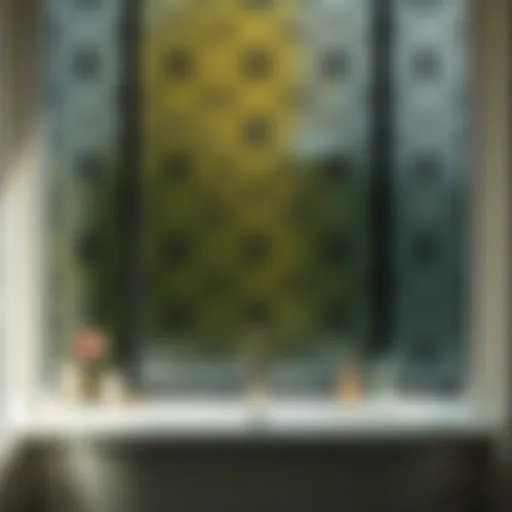 Elegant bathroom window privacy film showcasing intricate patterns