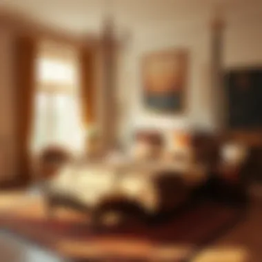 An elegant bedroom with earth-toned hues, evoking a sense of warmth and comfort.