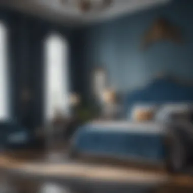 Elegant Blue Bedroom Set Elegant blue bedroom set with a calming atmosphere