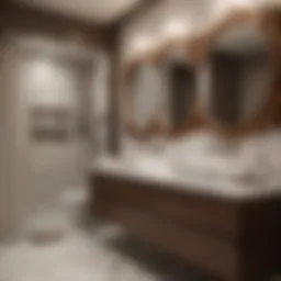 Elegant brown and white bathroom with modern fixtures