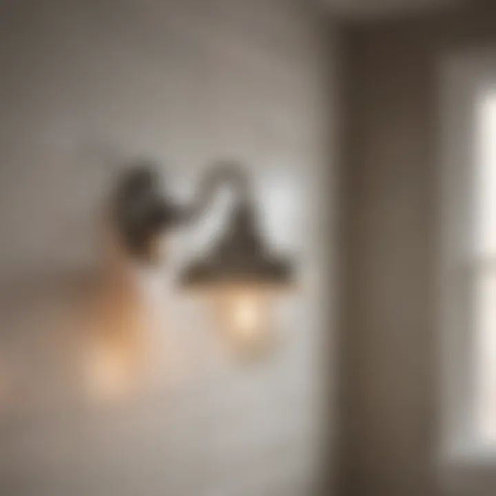 Brushed nickel light fixture complementing a vintage-style bathroom