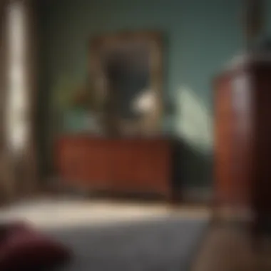 Harmonious Color Palette with Cherry Furniture Harmonious color palette featuring cherry furniture and soft textiles