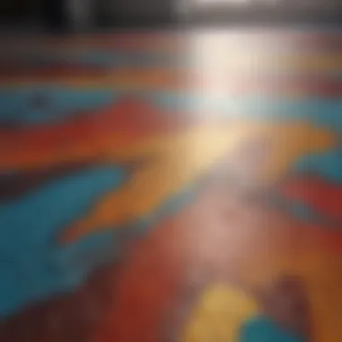 Close-up of colorful epoxy floor patterns