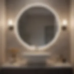 Elegant bathroom vanity with a modern mirror