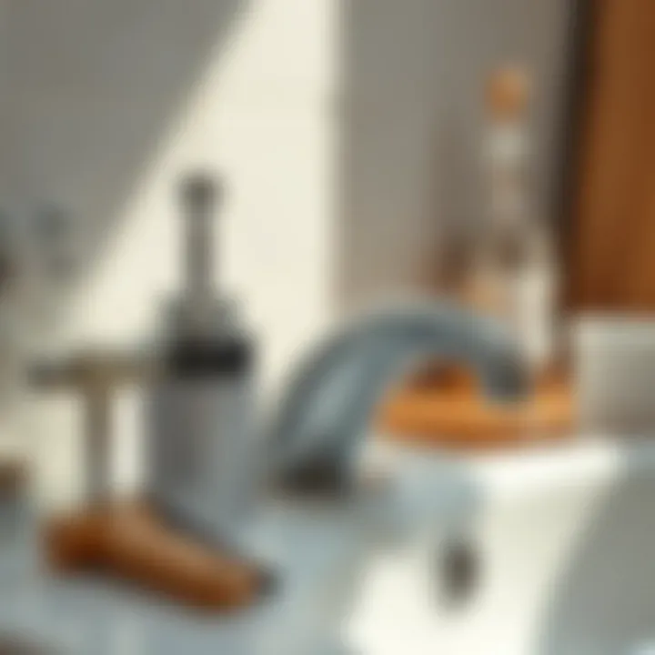 Close-up of faucet installation tools and materials