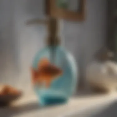 Artistic fish-shaped soap dispenser placed on a vanity