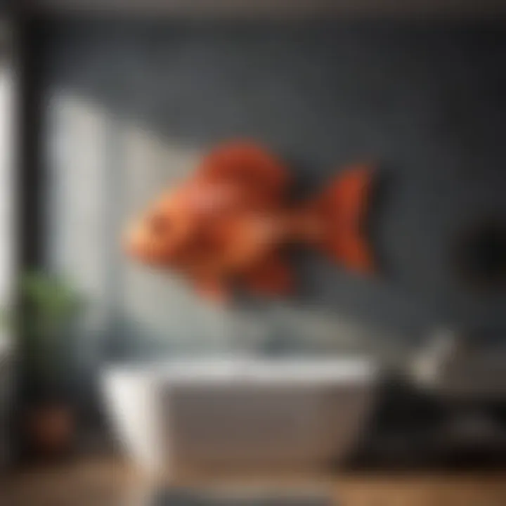 Stylish fish wall art enhancing the bathroom decor