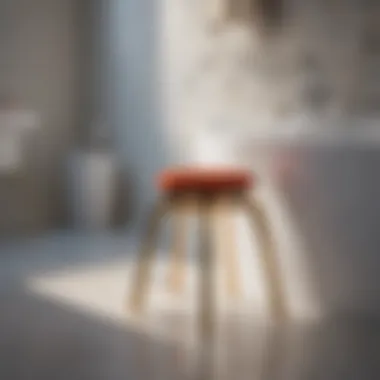 Contemporary small bath stool with vibrant color accents
