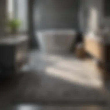 Gray Rug Enhancing Bathroom Design Gray bathroom rug complementing a stylish bathroom design