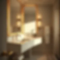 Luxurious hotel bathroom vanity featuring marble countertop and elegant fixtures