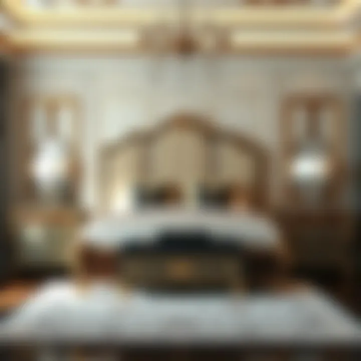 Luxurious king bedroom set featuring contemporary nightstands