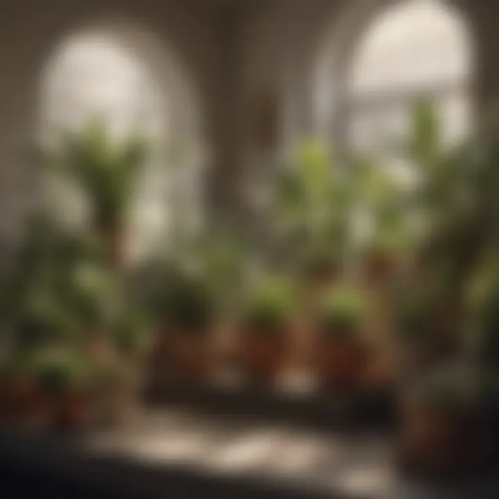 Various types of pots for indoor plants