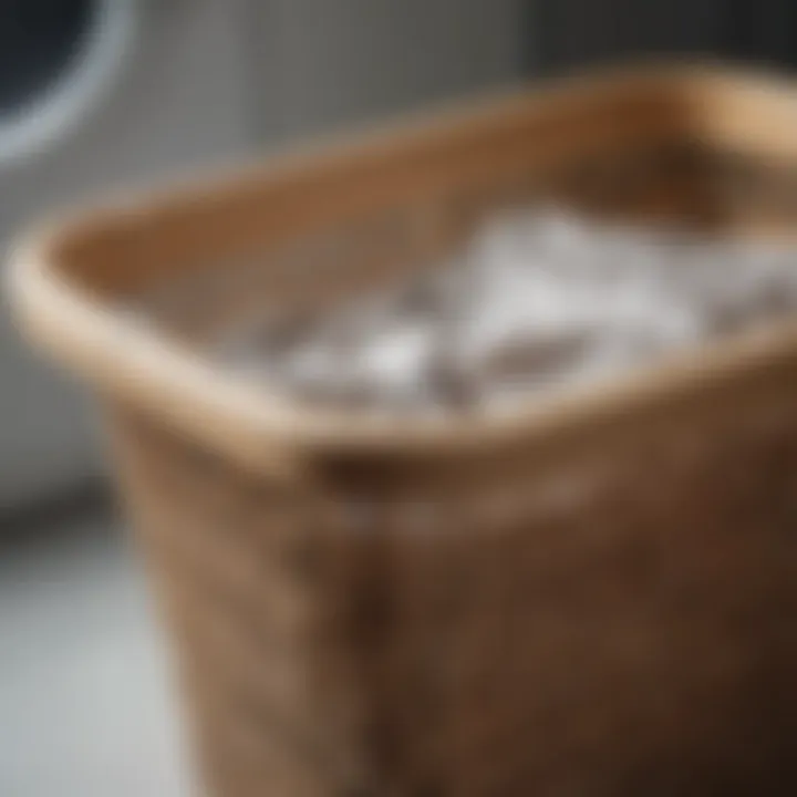 Close-up of a fabric liner inside a laundry basket