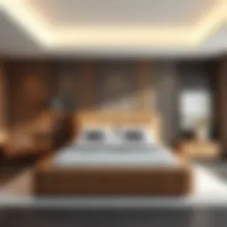 Sleek modern king size platform bed with integrated storage