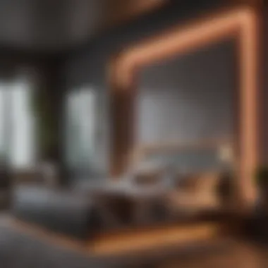 Colorful LED Strip Lights Colorful LED strip lights integrated into bedroom decor