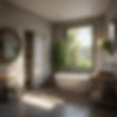 Serene Bathroom Aesthetics Elegant bathroom featuring natural materials and serene ambiance.