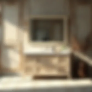 Stylish materials used in a modern bathroom cabinet