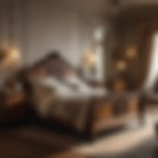 Elegant vintage wooden bedroom set showcasing intricate carvings and classic design.