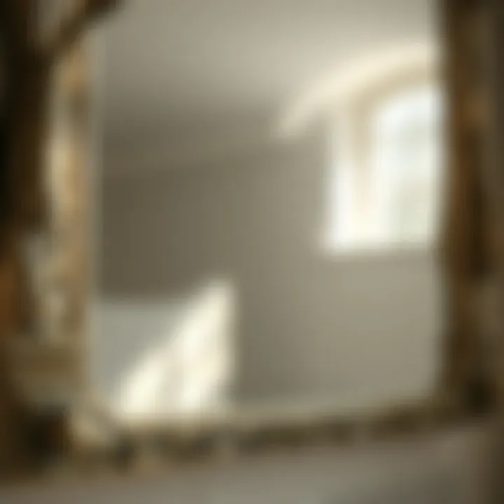 Intricate Frame Details of Pottery Barn Mirror Close-up of Pottery Barn mirror showcasing intricate frame details