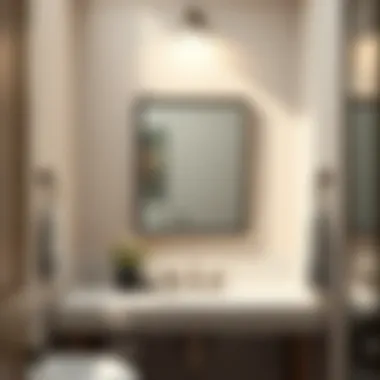 Modern Setting with Minimalist Pottery Barn Mirror Modern bathroom setting highlighting a minimalist Pottery Barn mirror