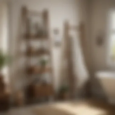 Functional Storage Solutions with Pottery Barn Bathroom Ladder Functional use of bathroom ladder for storage solutions