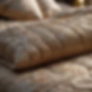 Close-up of luxurious fabric textures in a queen comforter set