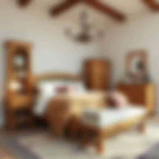 A beautifully arranged rustic oak bedroom showcasing elegant furniture pieces