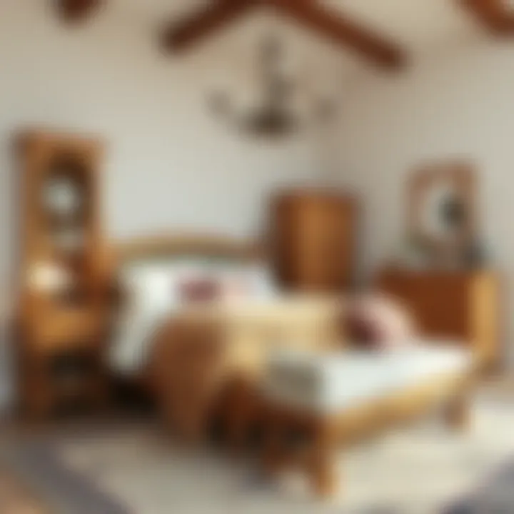 Charming Rustic Oak Bedroom Arrangement A beautifully arranged rustic oak bedroom showcasing elegant furniture pieces