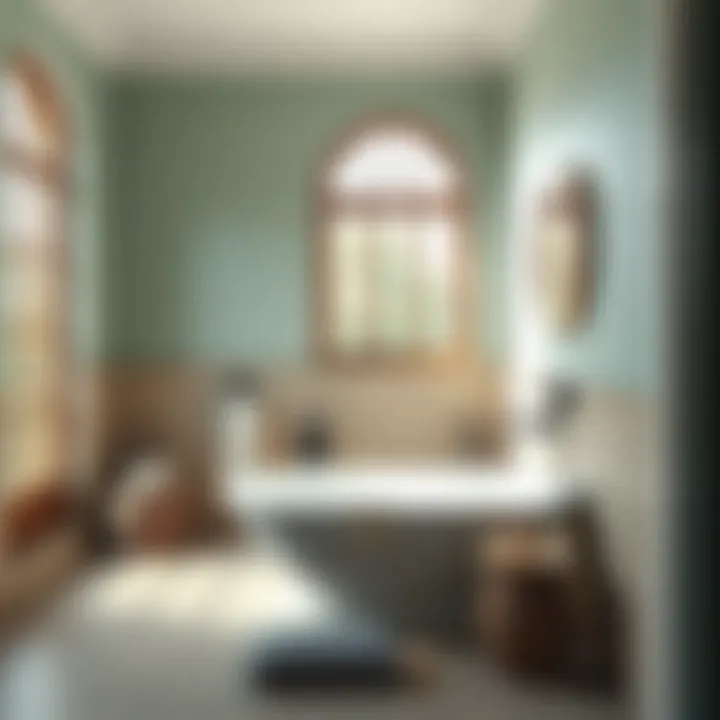 A tranquil bathroom space showcasing sage tones and natural materials