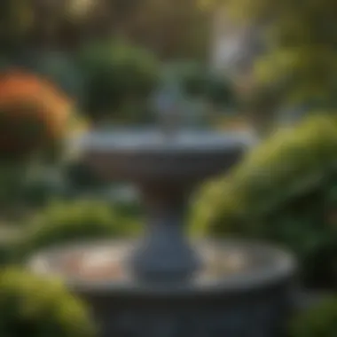 Elegant Gray Bird Bath in Serene Garden Elegant gray bird bath in serene garden setting