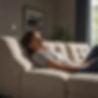 User enjoying relaxation on a memory foam sleeper couch