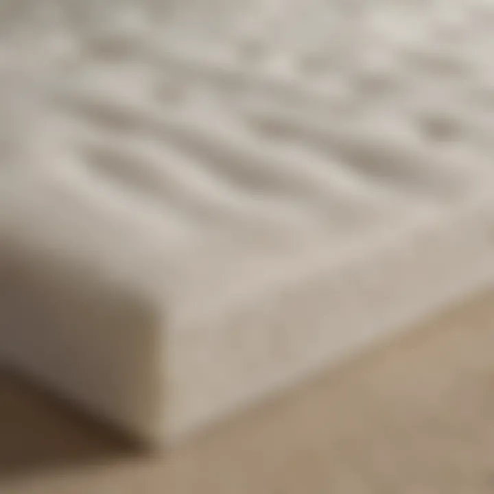 Close-up view of a memory foam mattress layer showcasing its texture and density