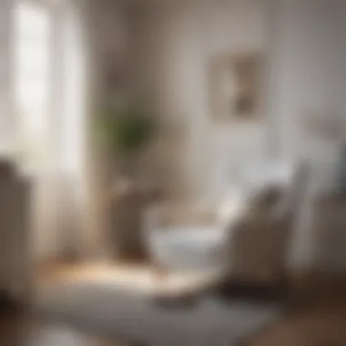 A cozy bedroom featuring a stylish white chair near a window