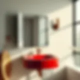 Elegant red bathroom sink blending with modern decor