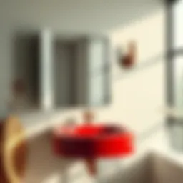 Elegant red bathroom sink blending with modern decor