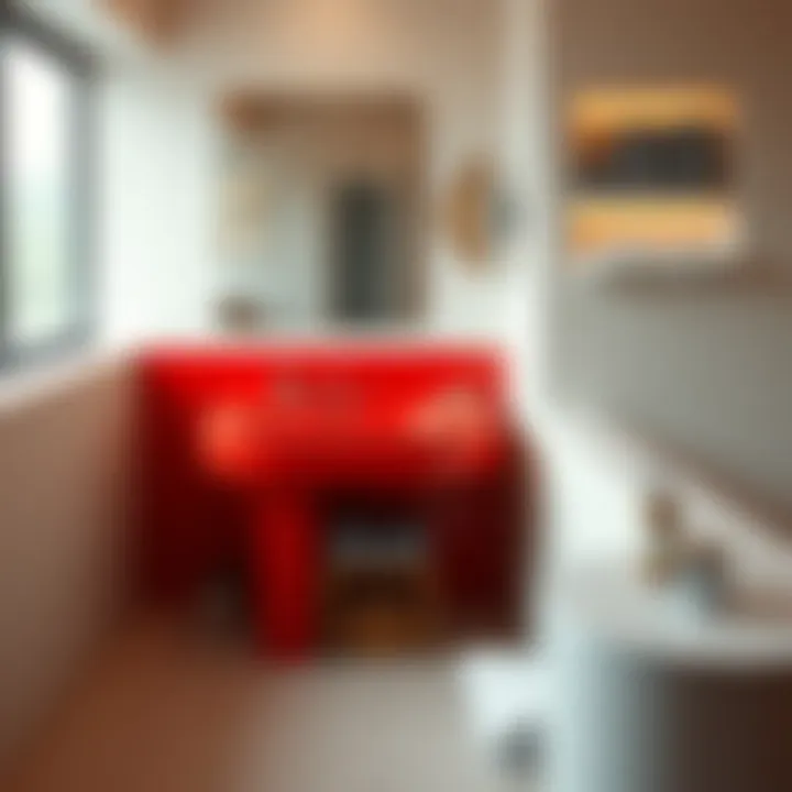 Bold Red Sink in Minimalist Bathroom Bold red sink showcased in a minimalist bathroom
