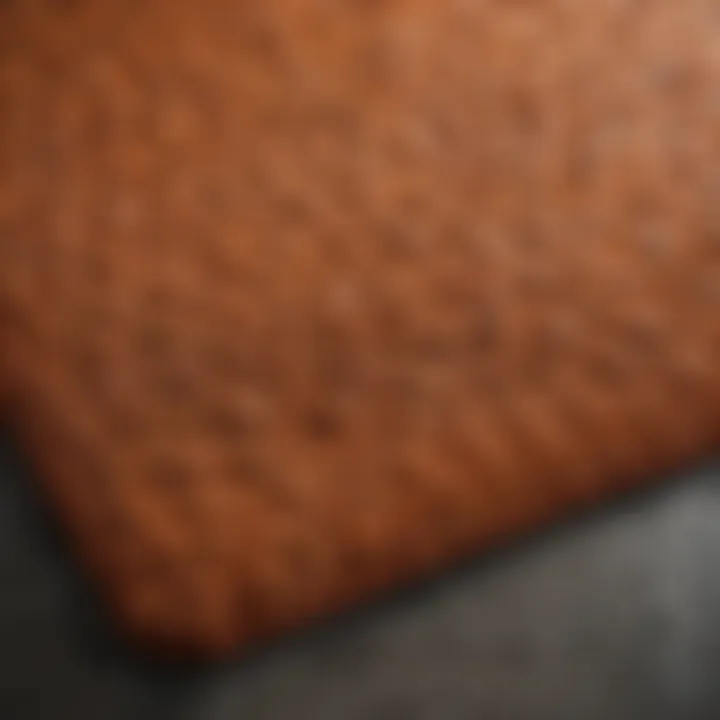 Close-up of rust bath mat showcasing texture and detail