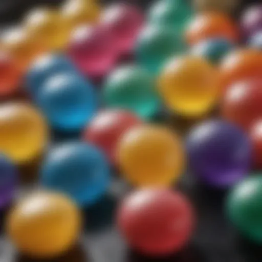 Close-up of detergent pods showcasing vibrant colors and textures